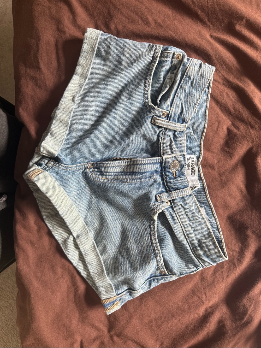Garage Light Blue Rolled Hem Denim Shorts